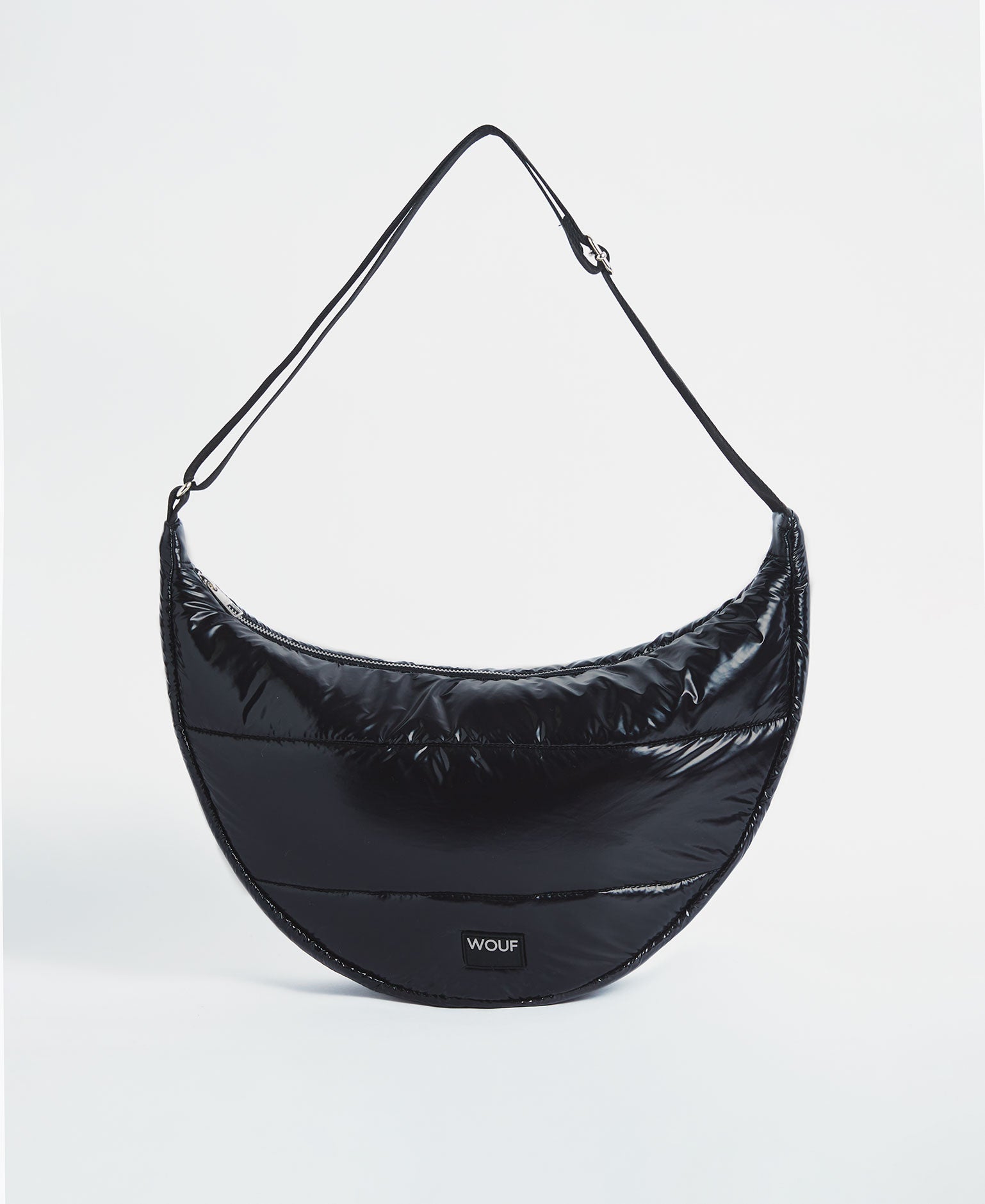 Black Glossy Large Crossbody Bag