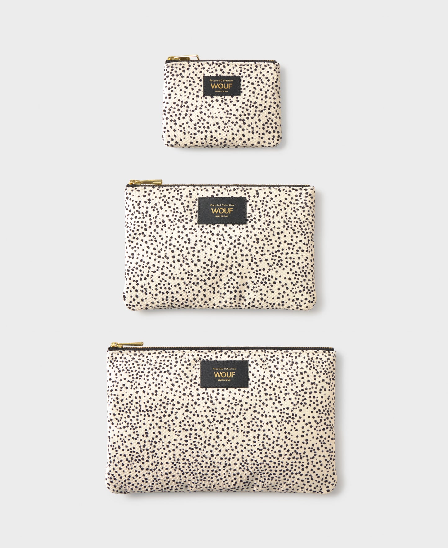 Panna pouch set with beige and black micro print - Wouf