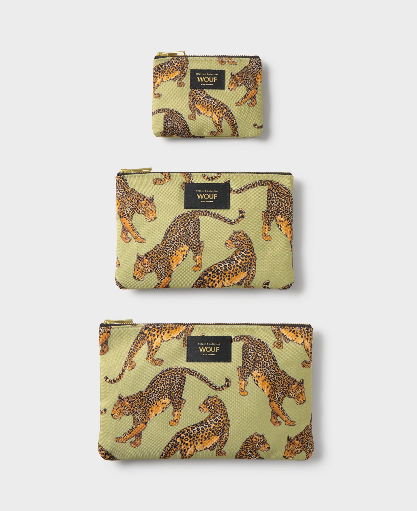 Avo Leopard pouch set with green and black leopard print - Wouf