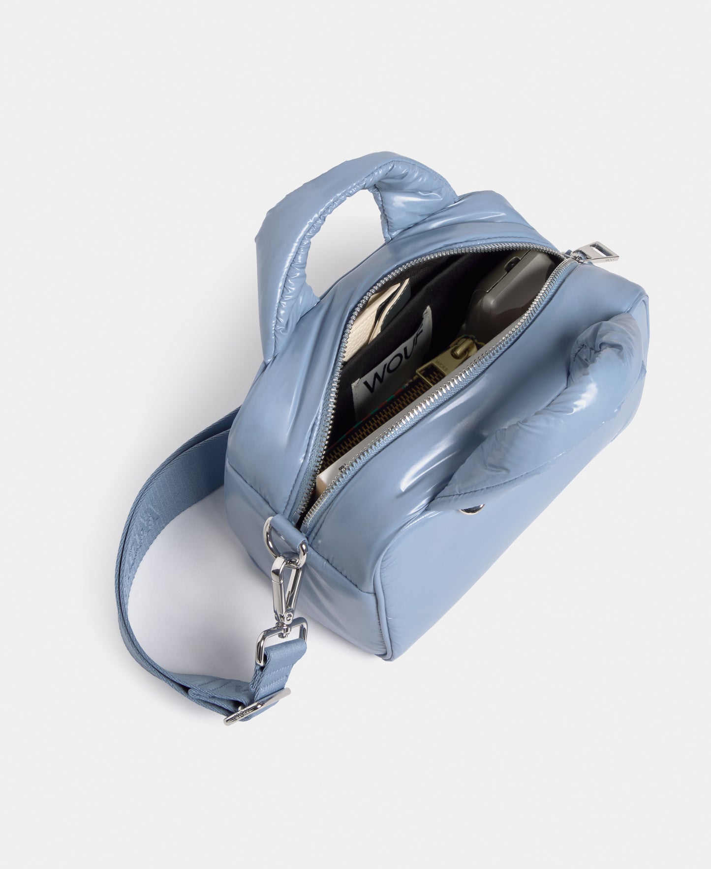 Interior of the bowling bag steel blue colour with a shiny finish - Wouf
