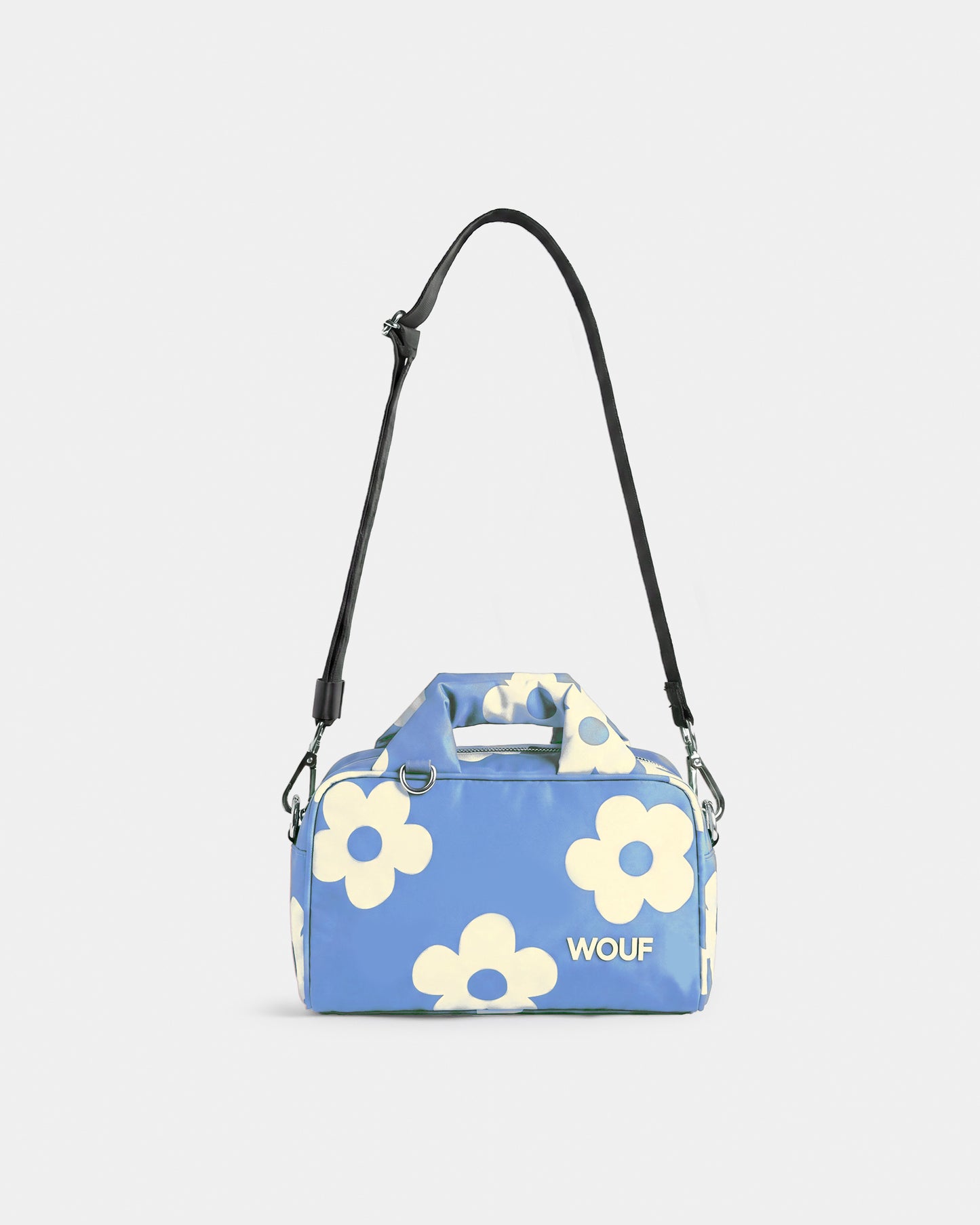 Bowling bag with cream daisy print on a light blue background - Wouf