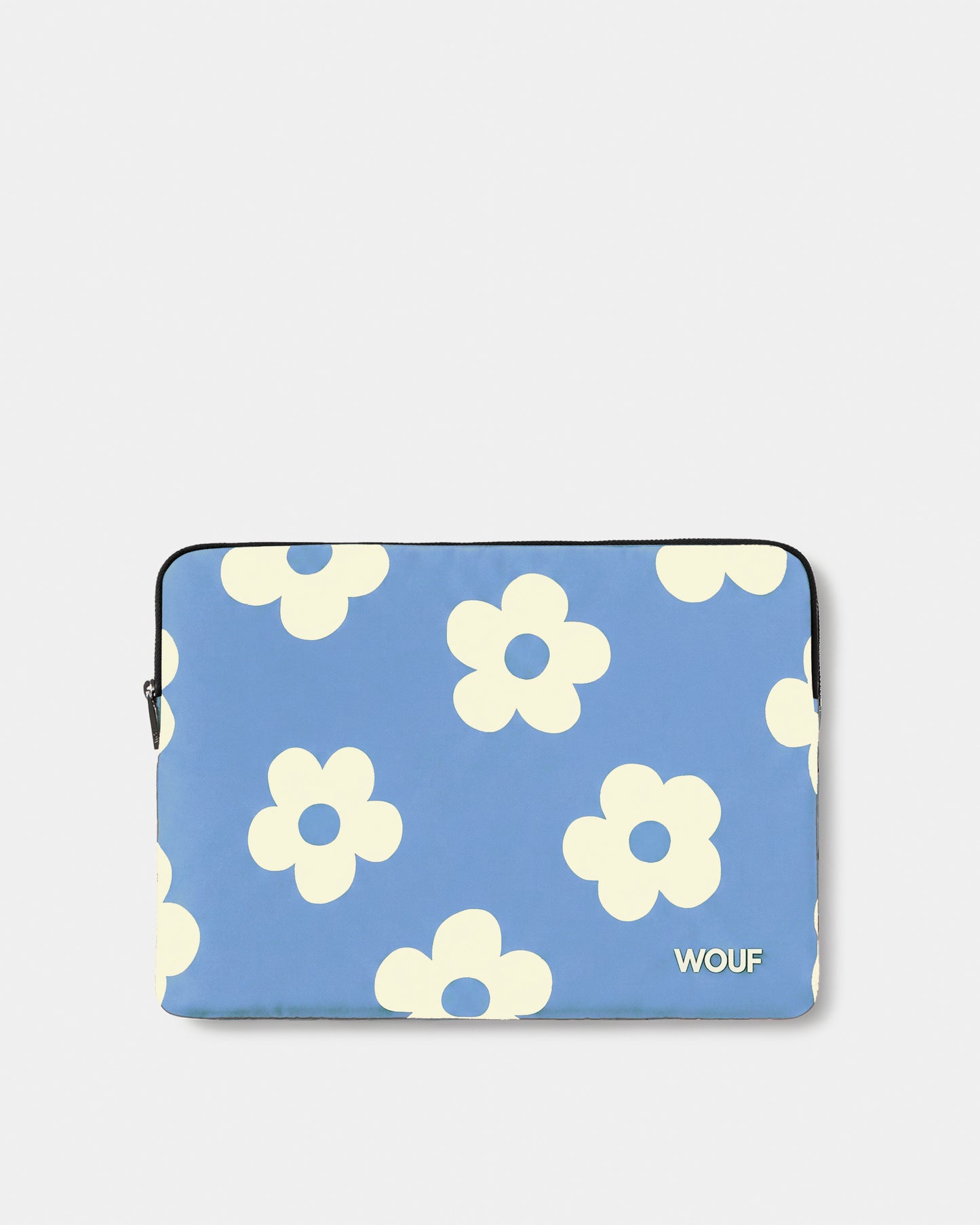 Laptop sleeve 13-14 with cream daisy print on a light blue background - Wouf