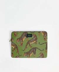 Olive Leopard Laptop Sleeve 13&14-WOUF-Recycled polyester-1