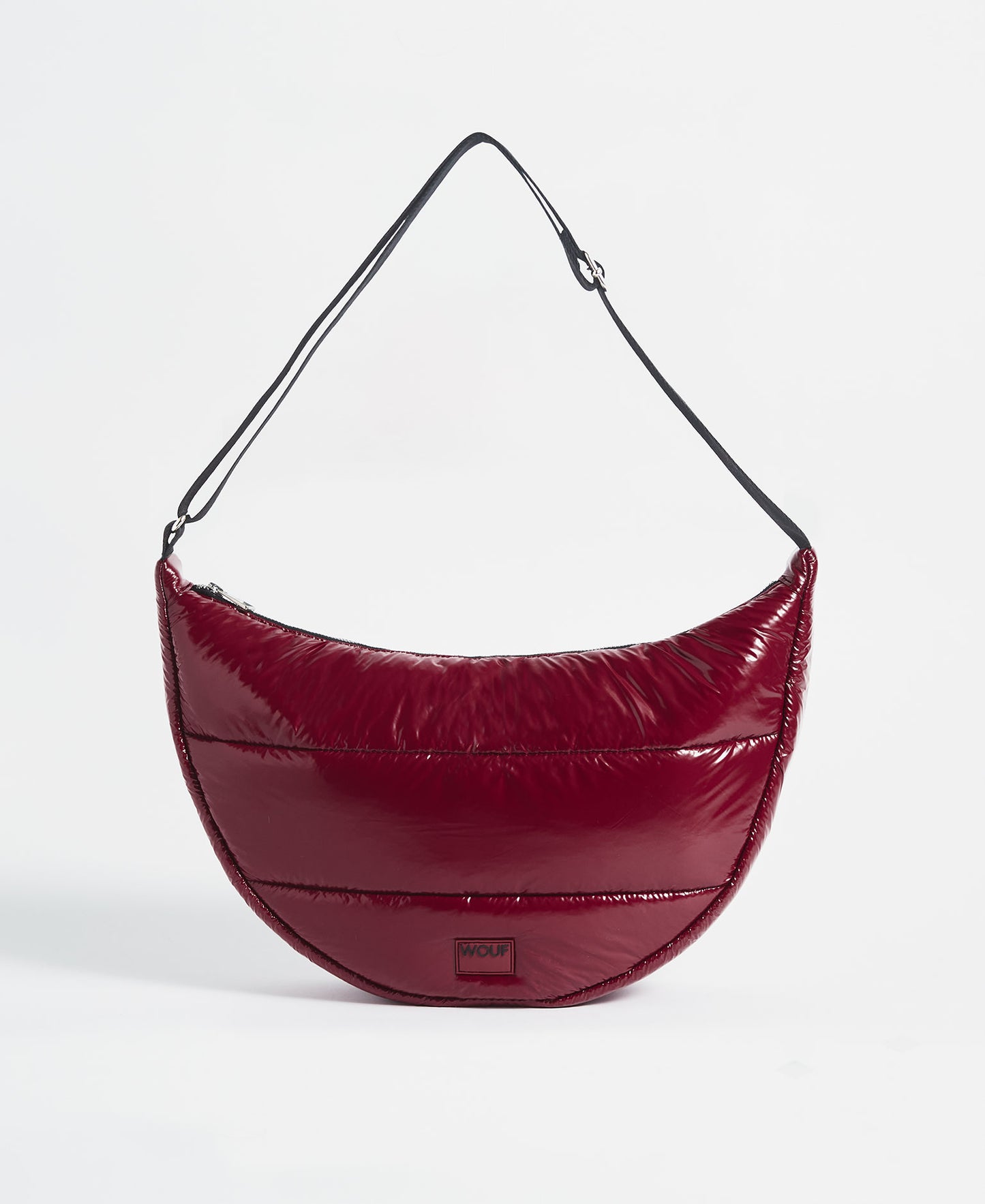 Burgundy Glossy Large Crossbody Bag