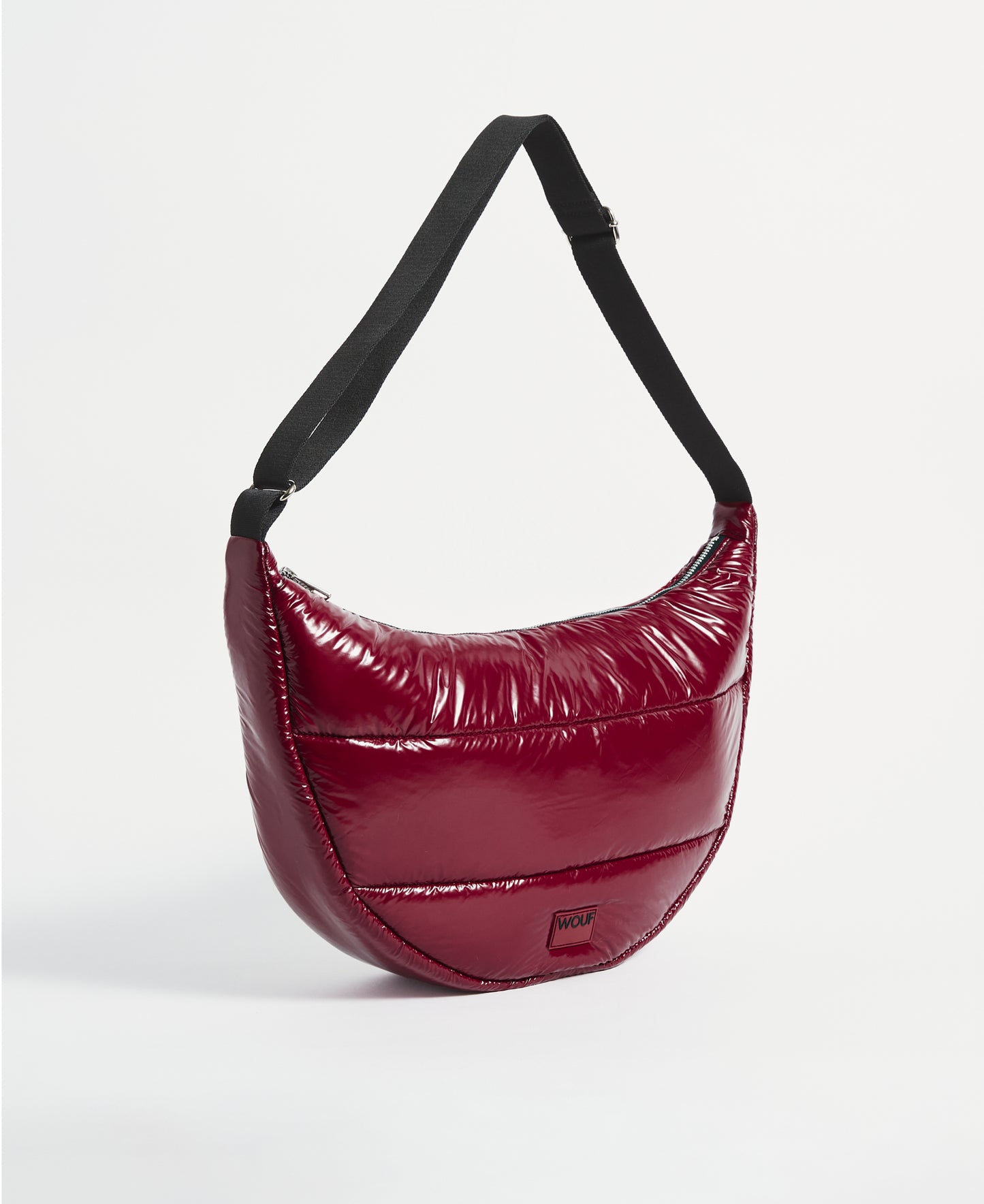 Burgundy Glossy Large Crossbody Bag