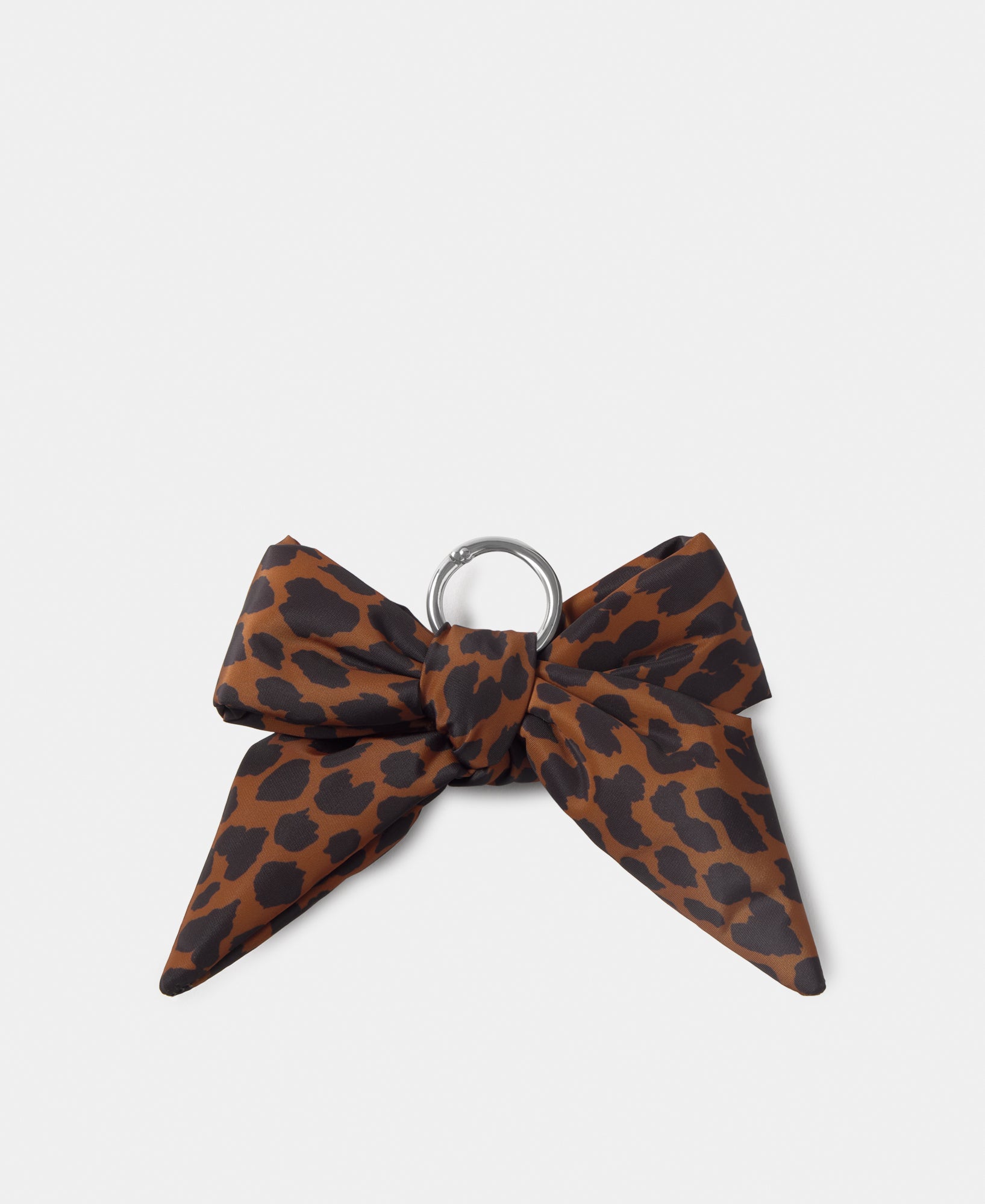 Bow-shaped bag charm with leopard print in brown and black tones - Wouf