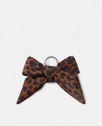 Bow-shaped bag charm with leopard print in brown and black tones - Wouf