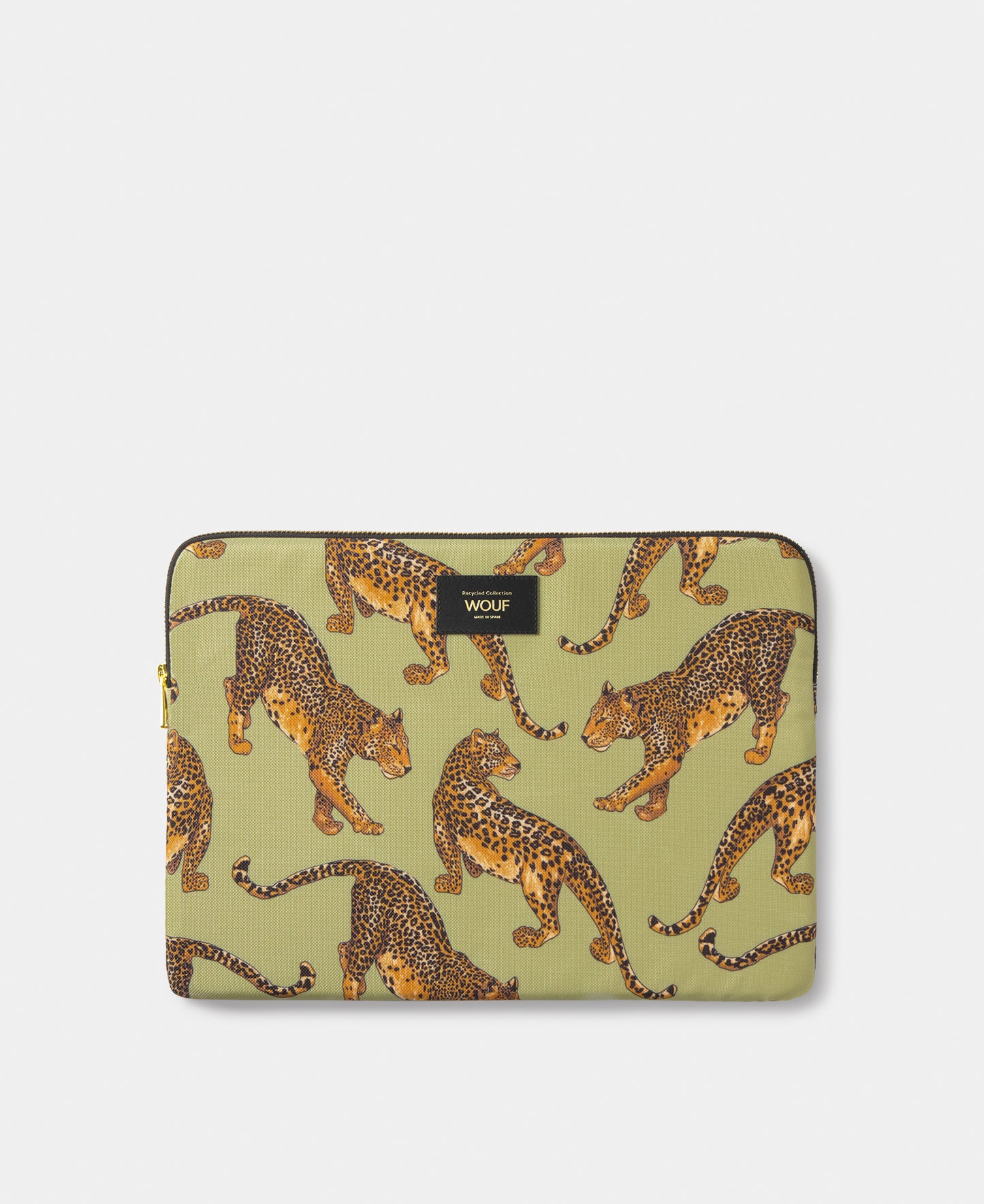 Avo Leopard laptop sleeve 13-14 with green and black leopard print - Wouf