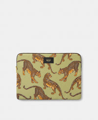Avo Leopard laptop sleeve 13-14 with green and black leopard print - Wouf