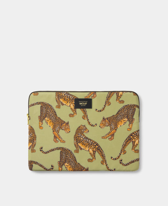 Funda para portátil 13-14 Avo Leopard con estampado de leopardo verde y negro - Wouf