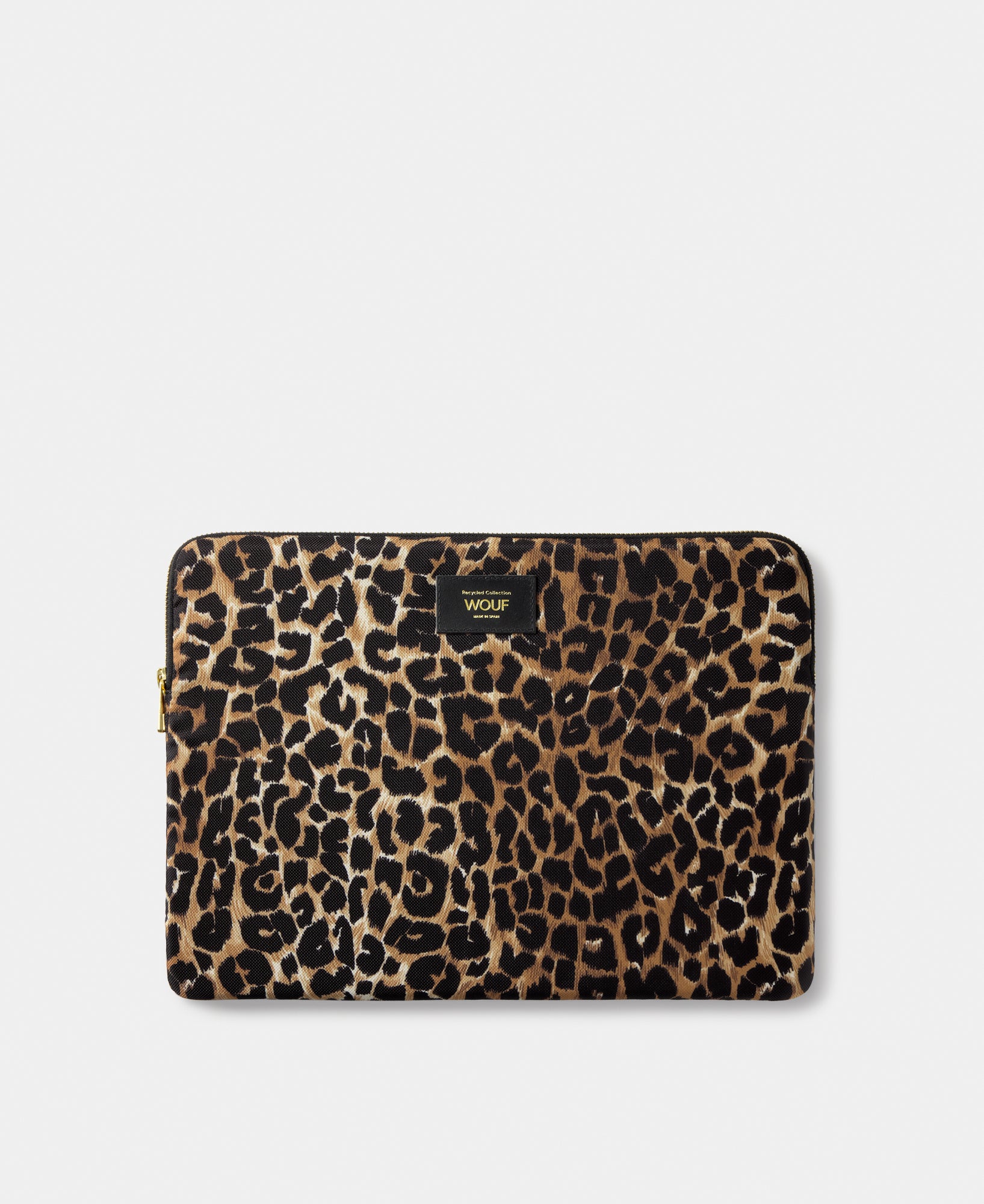 Icon laptop sleeve 13-14 with black and brown leopard print - Wouf