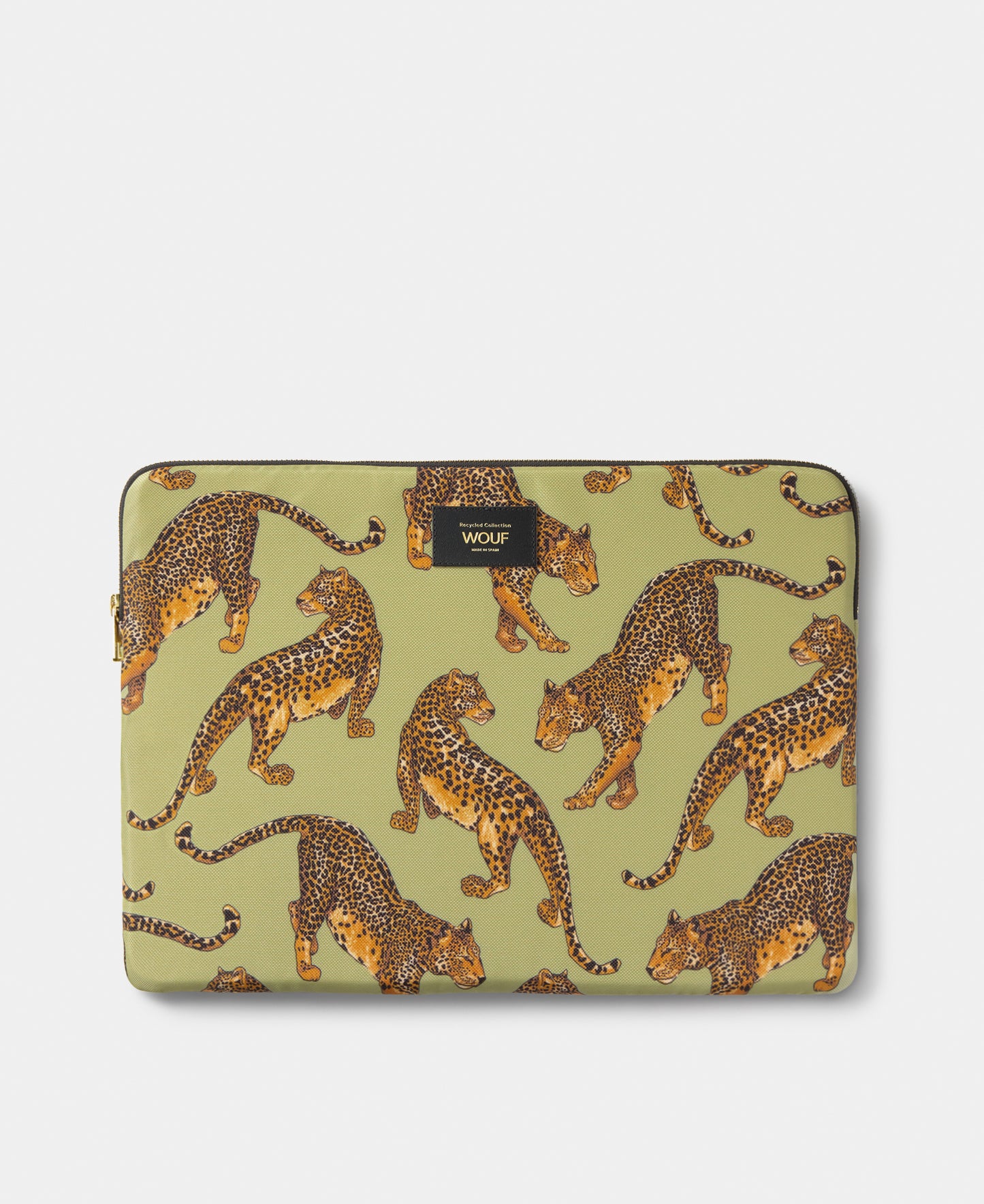 Avo Leopard laptop sleeve 15-16 with green and black leopard print - Wouf