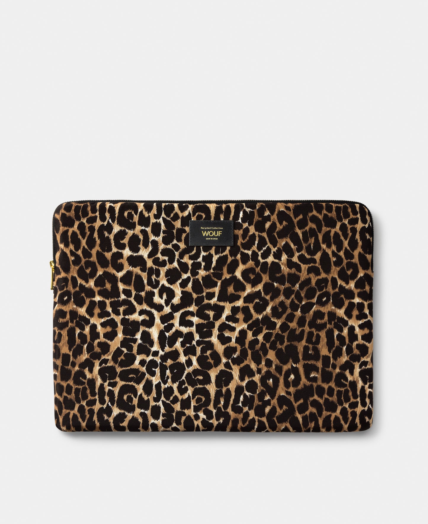 Icon laptop sleeve 15-16 with black and brown leopard print - Wouf