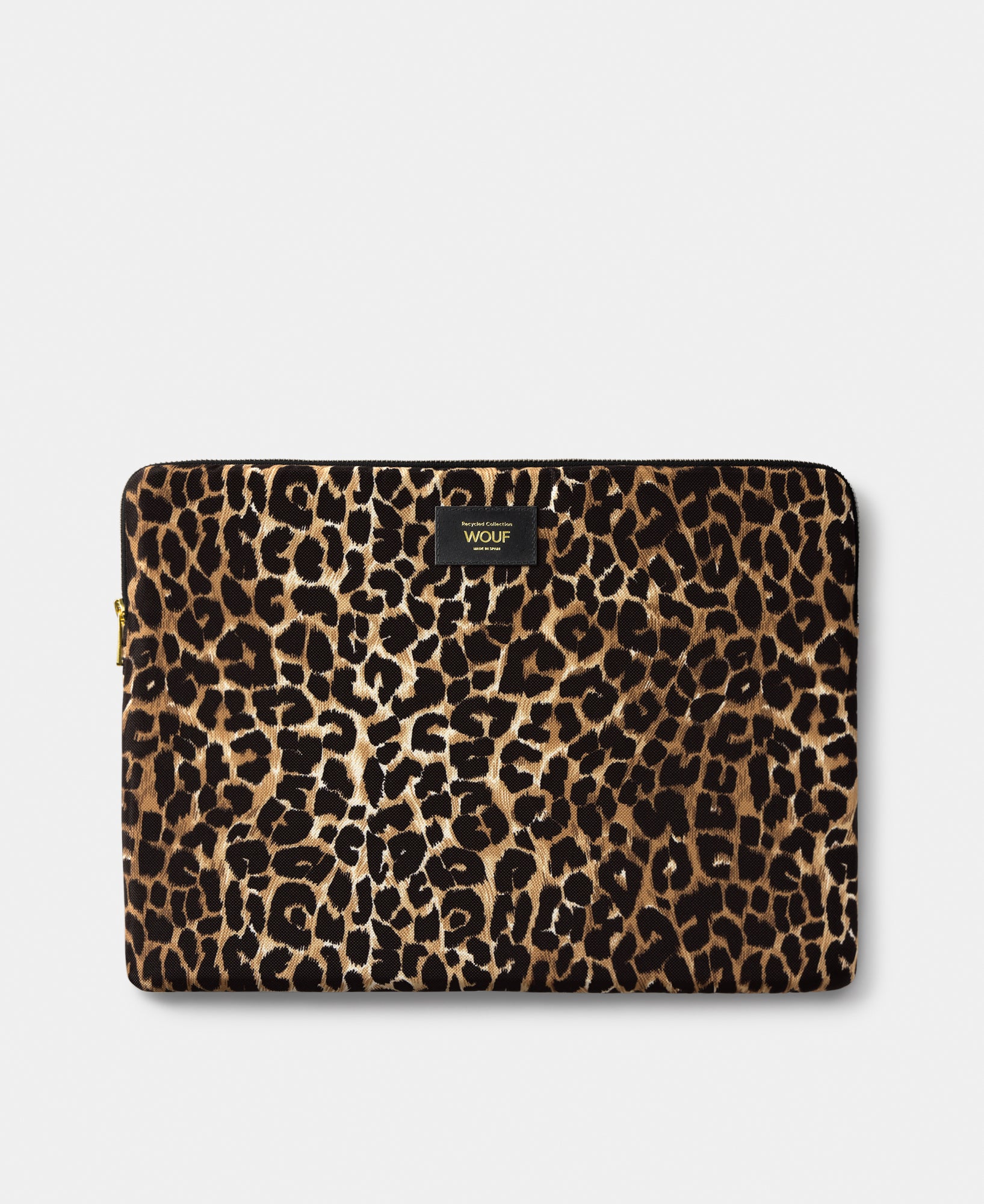 Icon laptop sleeve 15-16 with black and brown leopard print - Wouf