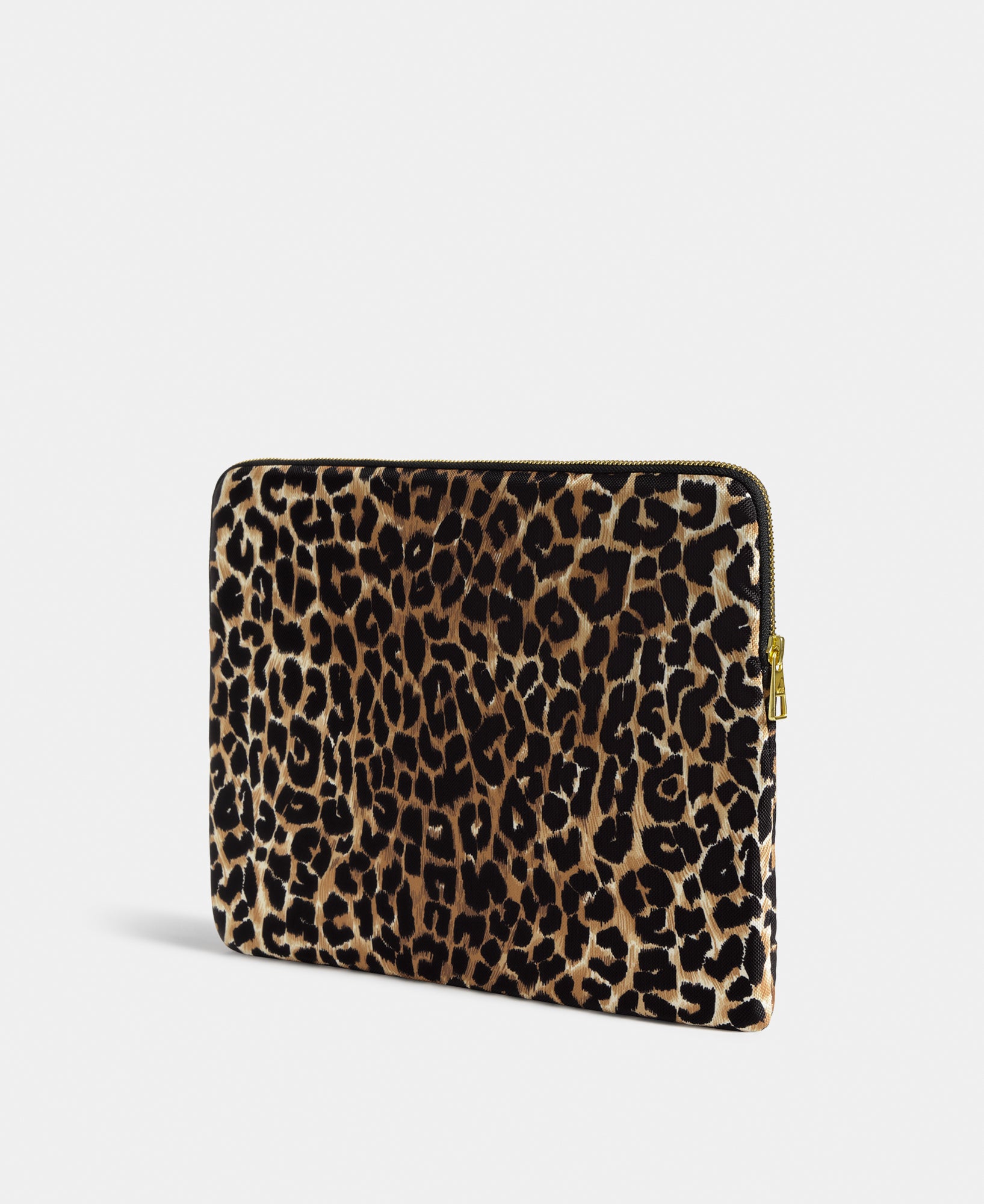 Back view of the Icon laptop sleeve 15-16 with black and brown leopard print - Wouf