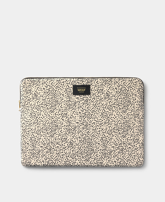 Housse pour ordinateur 15-16 Panna à micro-imprimé beige et noir - Wouf