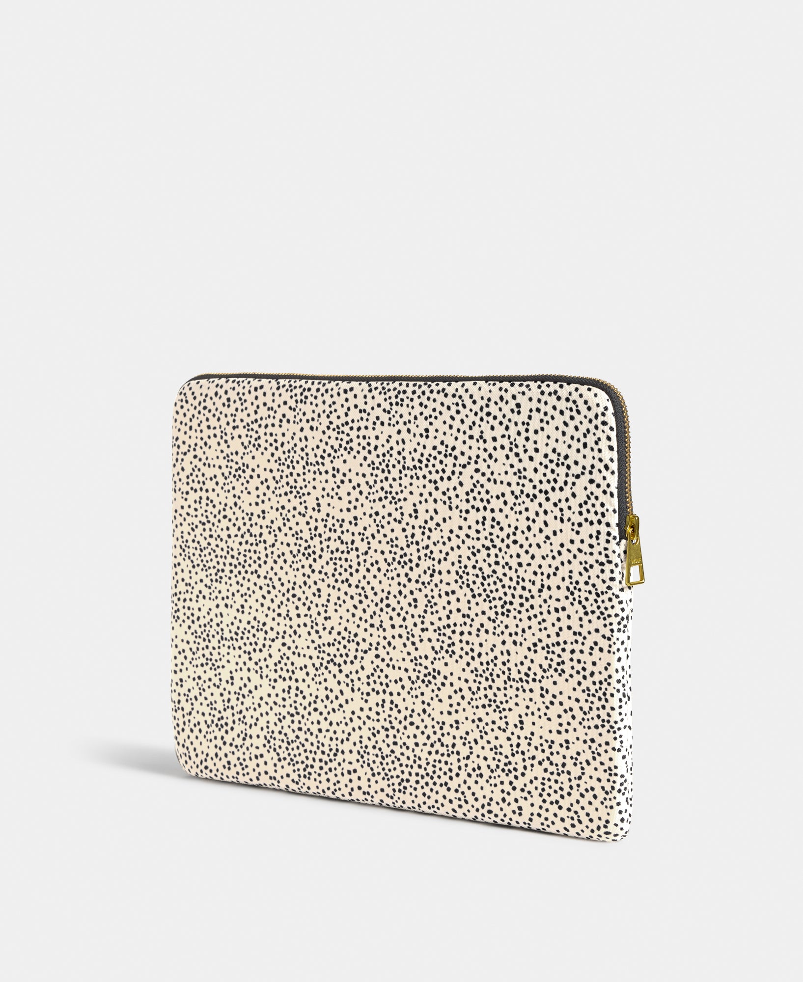 Back view of the Panna laptop sleeve 15-16 with beige and black micro print - Wouf