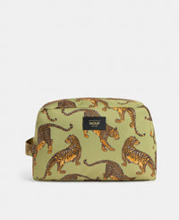 Avo Leopard large toiletry bag with green and black leopard print - Wouf