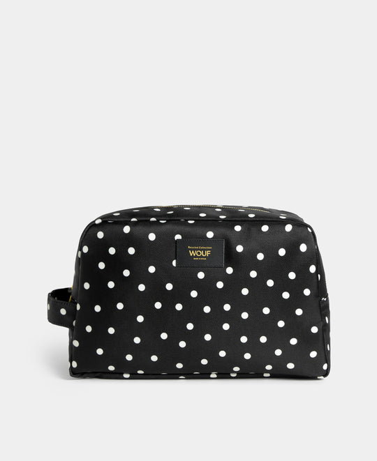 Neceser grande Grace con estampado de lunares blancos sobre fondo negro - Wouf