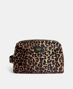 Icon large toiletry bag with black and brown leopard print - Wouf