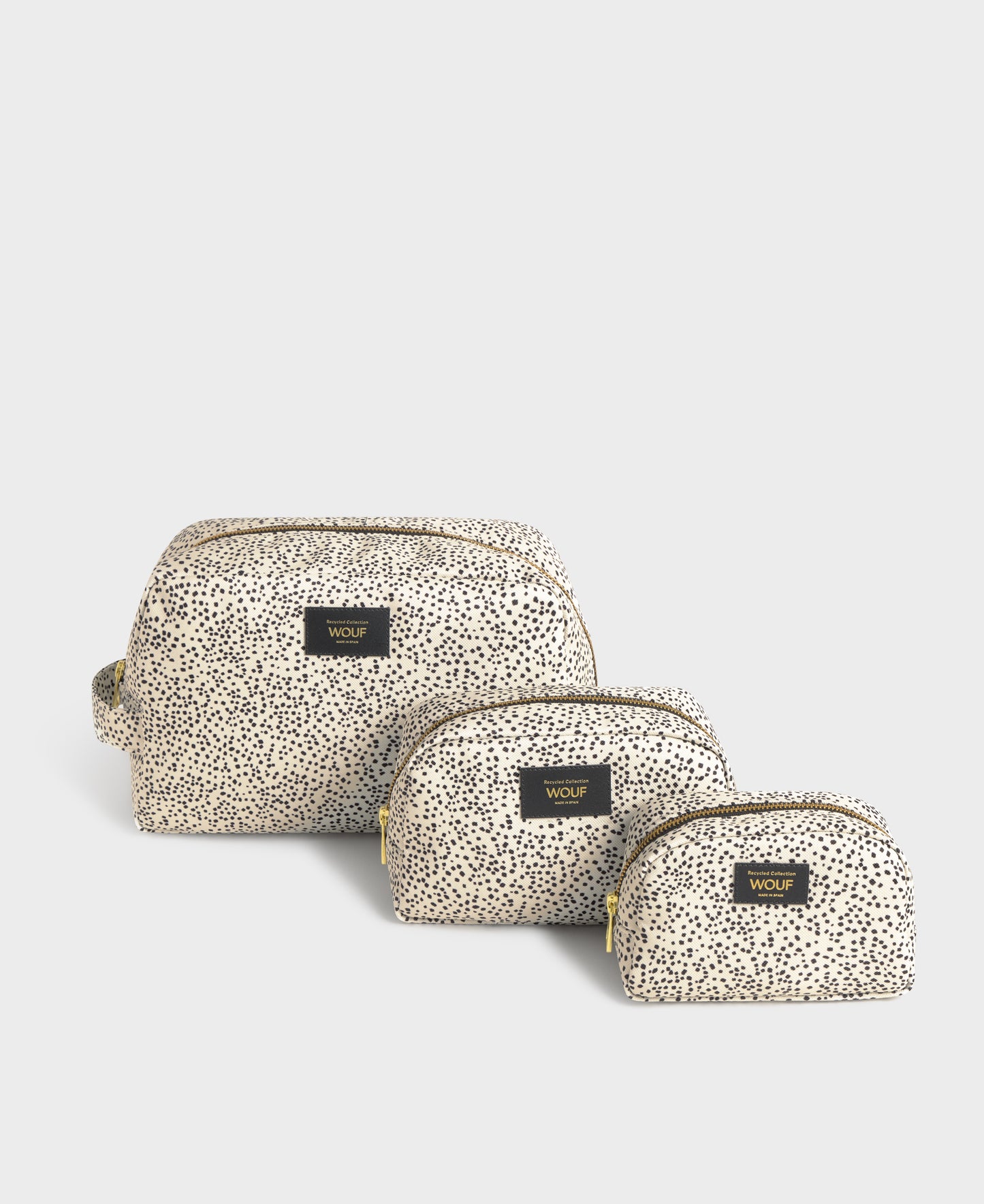 Panna toiletry bag set with beige and black micro print - Wouf