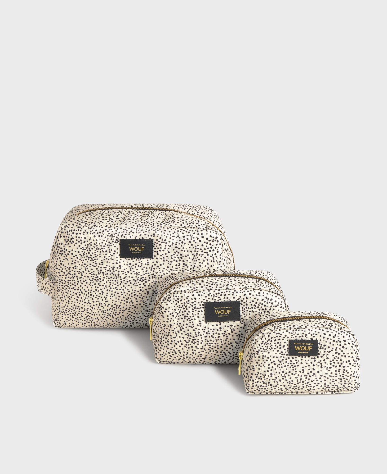 Panna toiletry bag set with beige and black micro print - Wouf