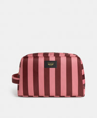 Sophie large toiletry bag with pink and burgundy striped print - Wouf