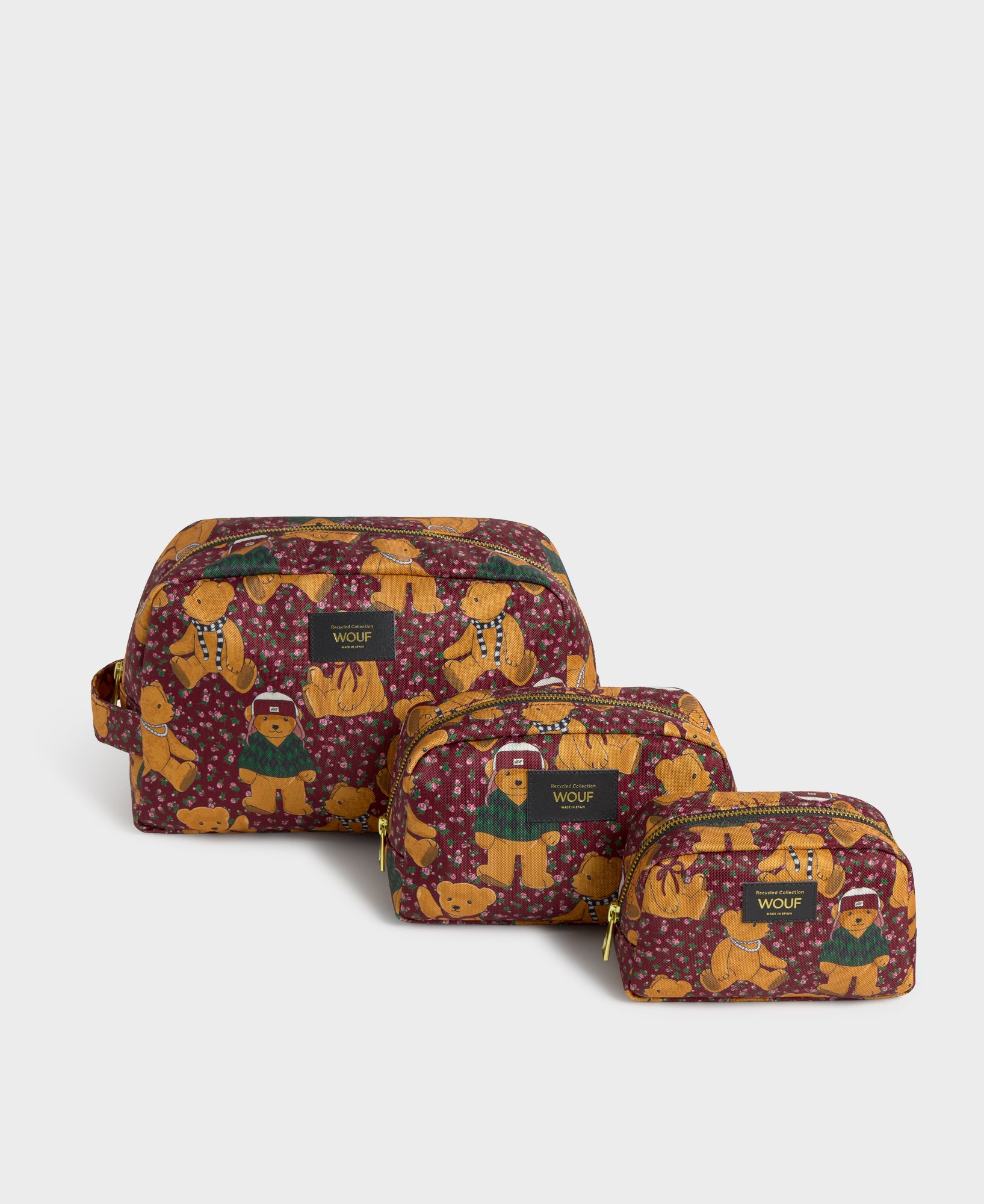 Cozy toiletry bag set with teddy bear print - Wouf