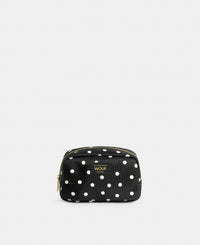Grace makeup bag with white polka dot print on a black background - Wouf