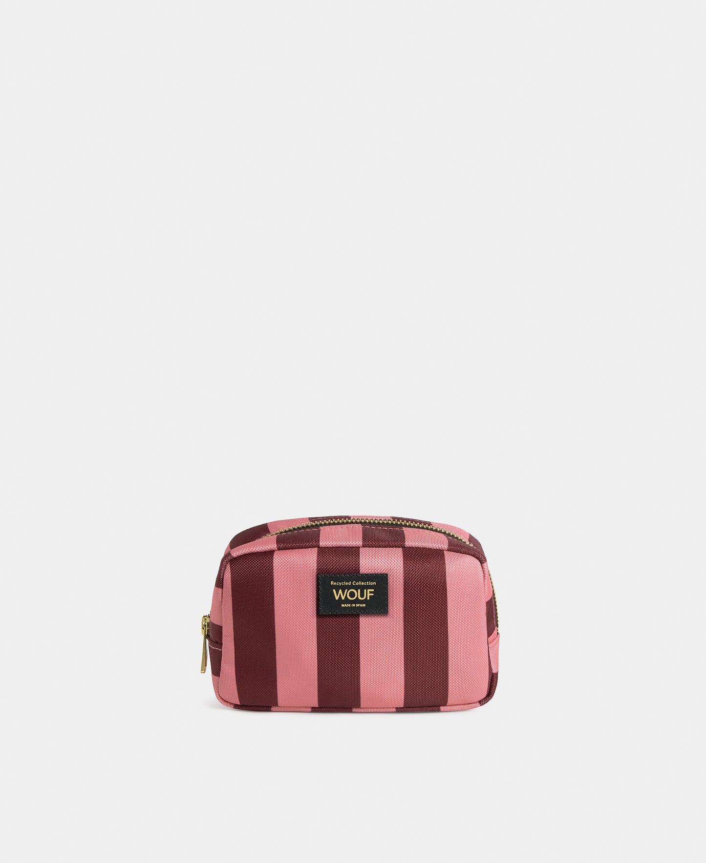 Sophie makeup bag with pink and burgundy striped print - Wouf