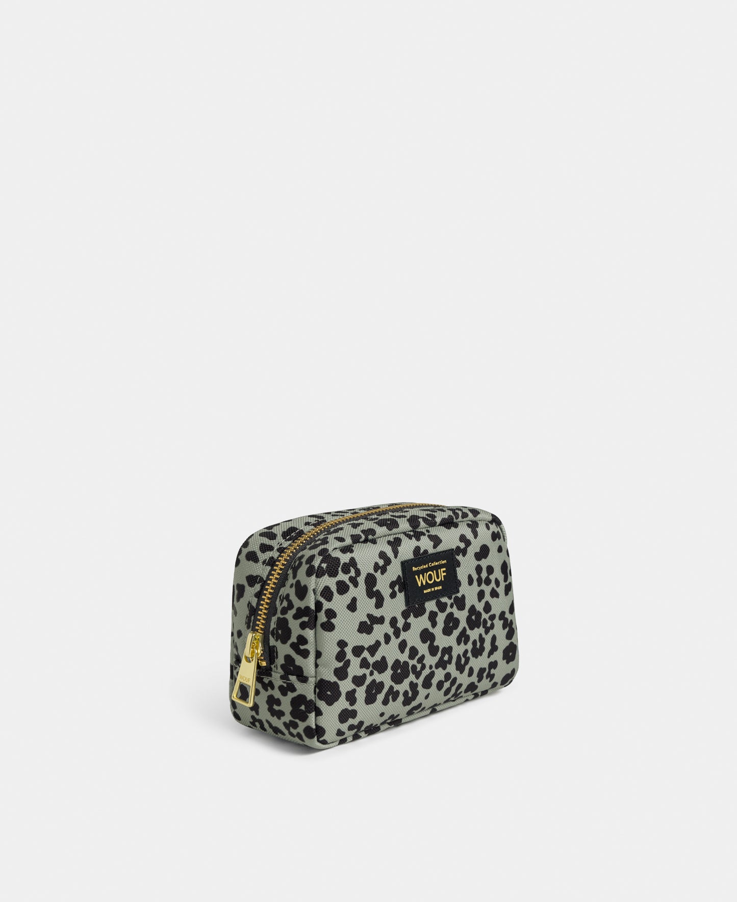 Side view of the Steel Roar makeup bag with grey and black animal print - Wouf