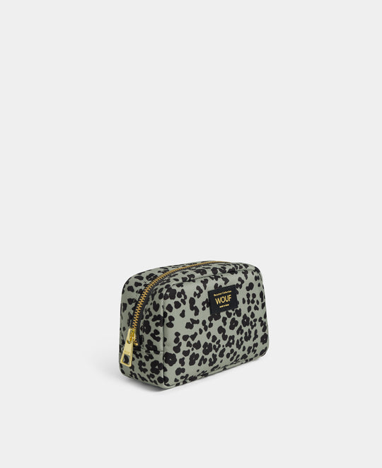 Vue latérale de la trousse de maquillage Steel Roar à imprimé animal gris et noir - Wouf