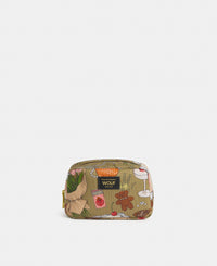 Tender makeup bag with multicolour illustrated print on a khaki background - Wouf