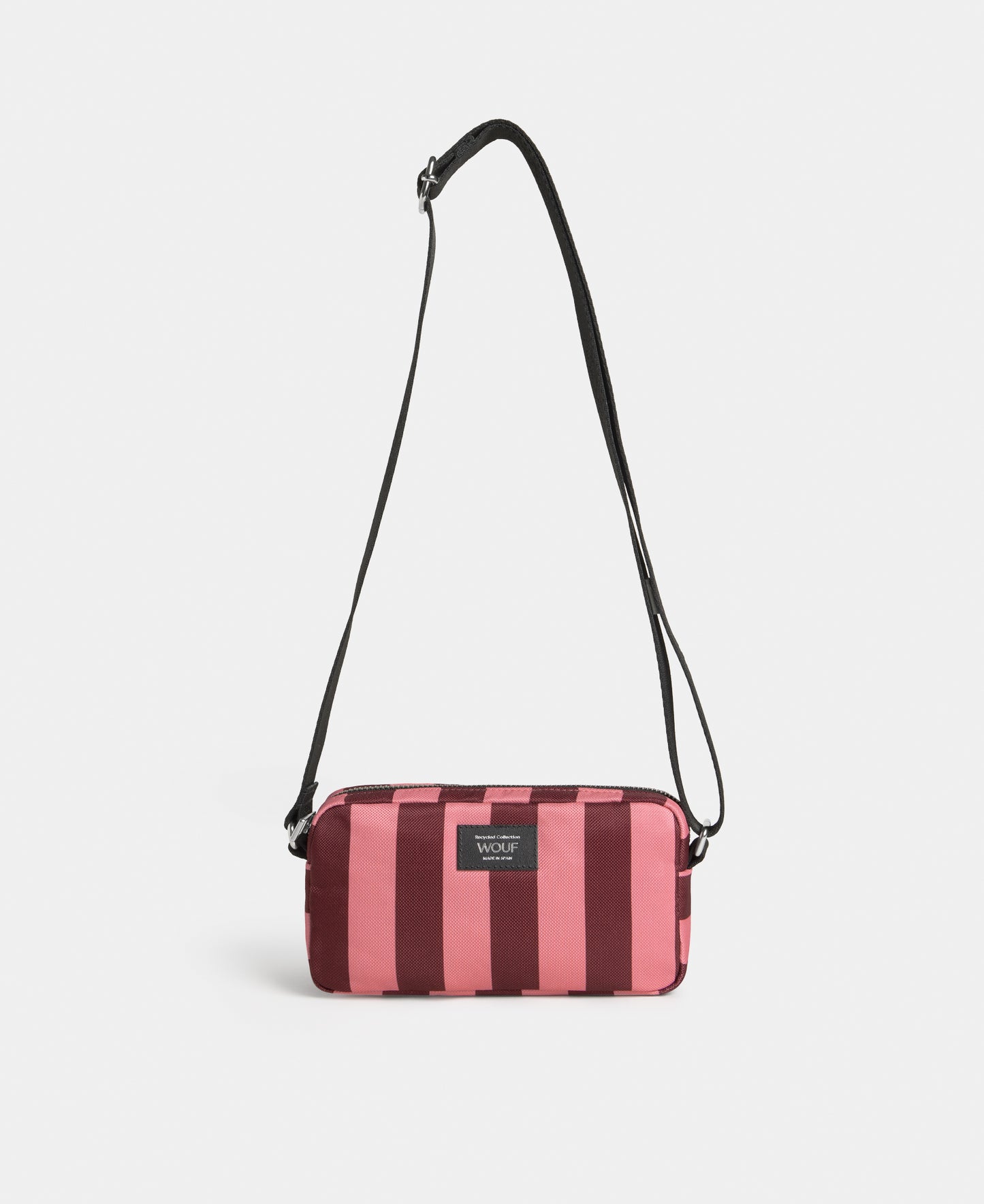 Sophie mini crossbody bag with pink and burgundy striped print - Wouf