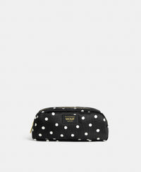 Grace pencil case with white polka dot print on a black background - Wouf