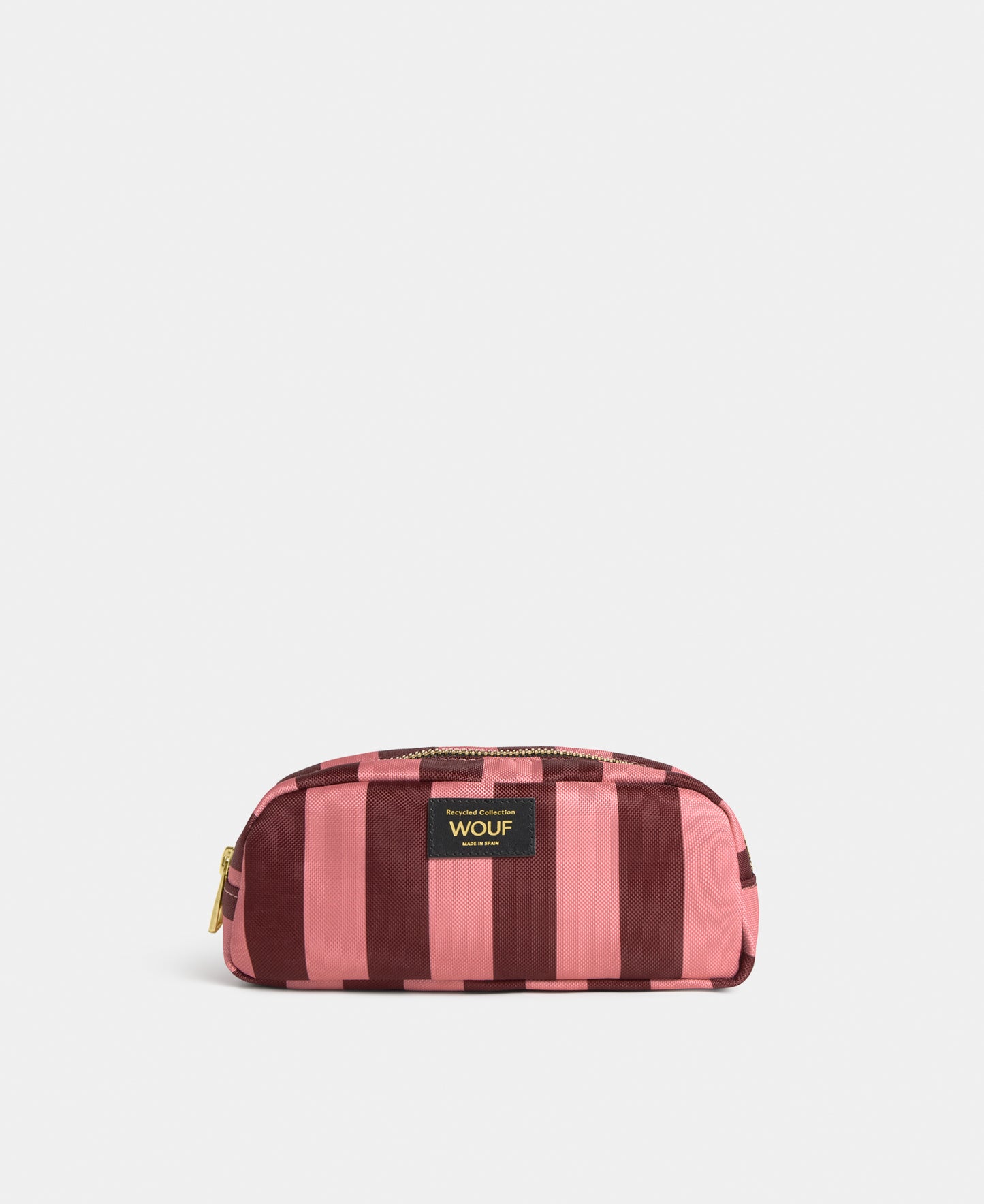 Sophie pencil case with pink and burgundy striped print - Wouf