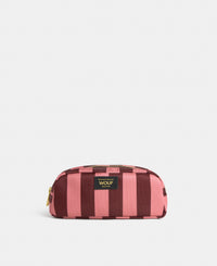 Sophie pencil case with pink and burgundy striped print - Wouf