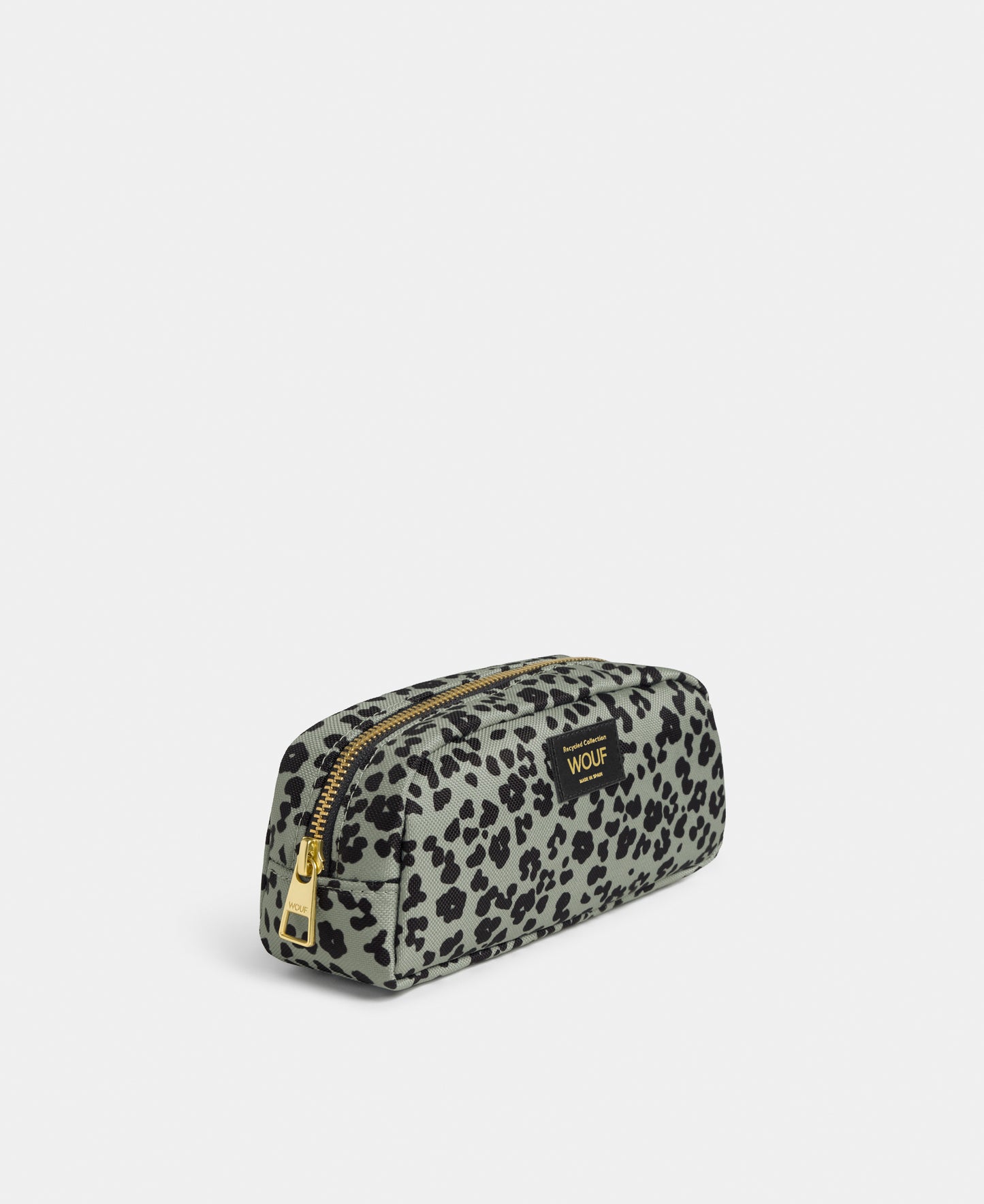 Side view of the Steel Roar pencil case with grey and black animal print - Wouf