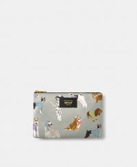 Puppy pouch with multicolour dog print on a grey background - Wouf