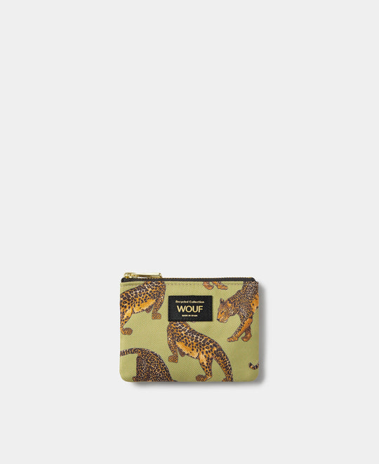 Avo Leopard small pouch with green and black leopard print - Wouf