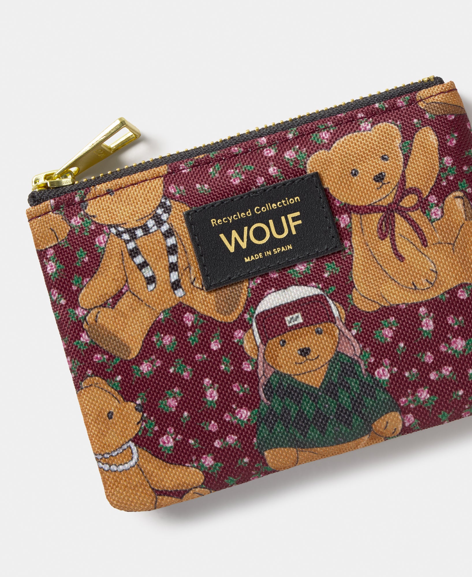 Detail of the Cozy small pouch with teddy bear print - Wouf