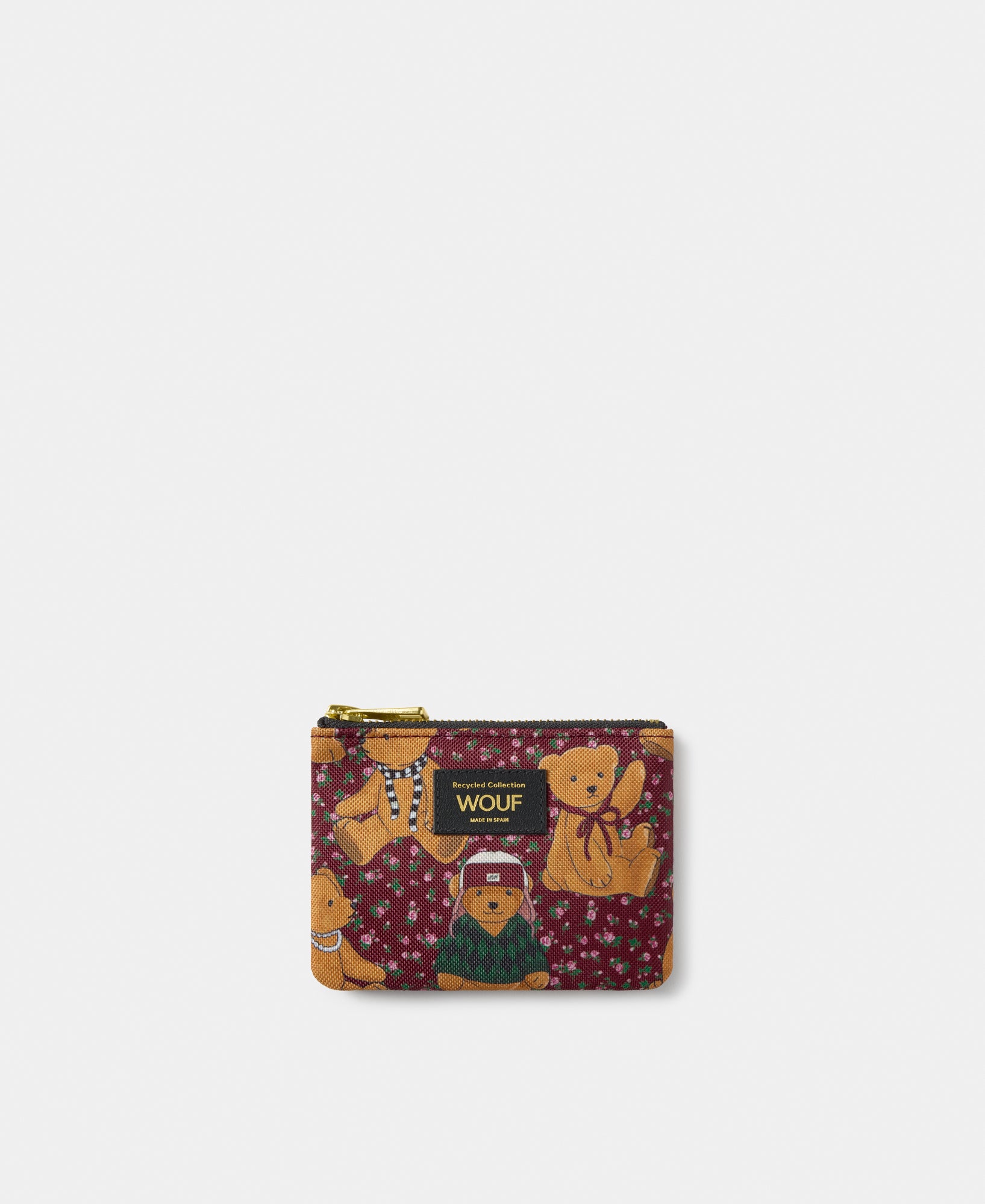 Cozy small pouch with teddy bear print - Wouf