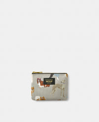 Puppy small pouch with multicolour dog print on a grey background - Wouf