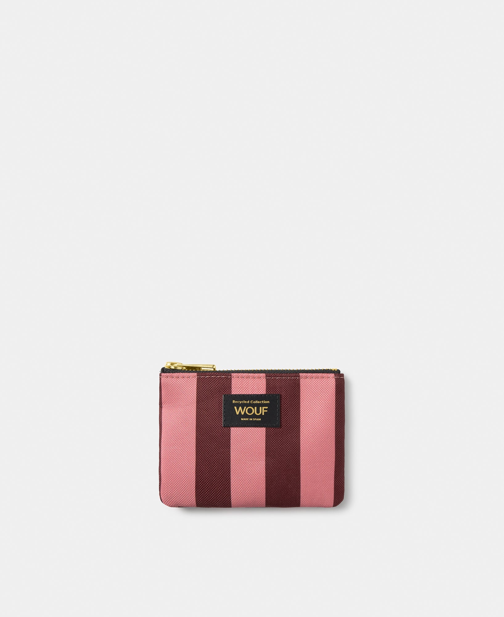 Sophie small pouch with pink and burgundy striped print - Wouf