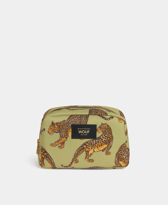 Neceser Avo Leopard con estampado de leopardo verde y negro - Wouf