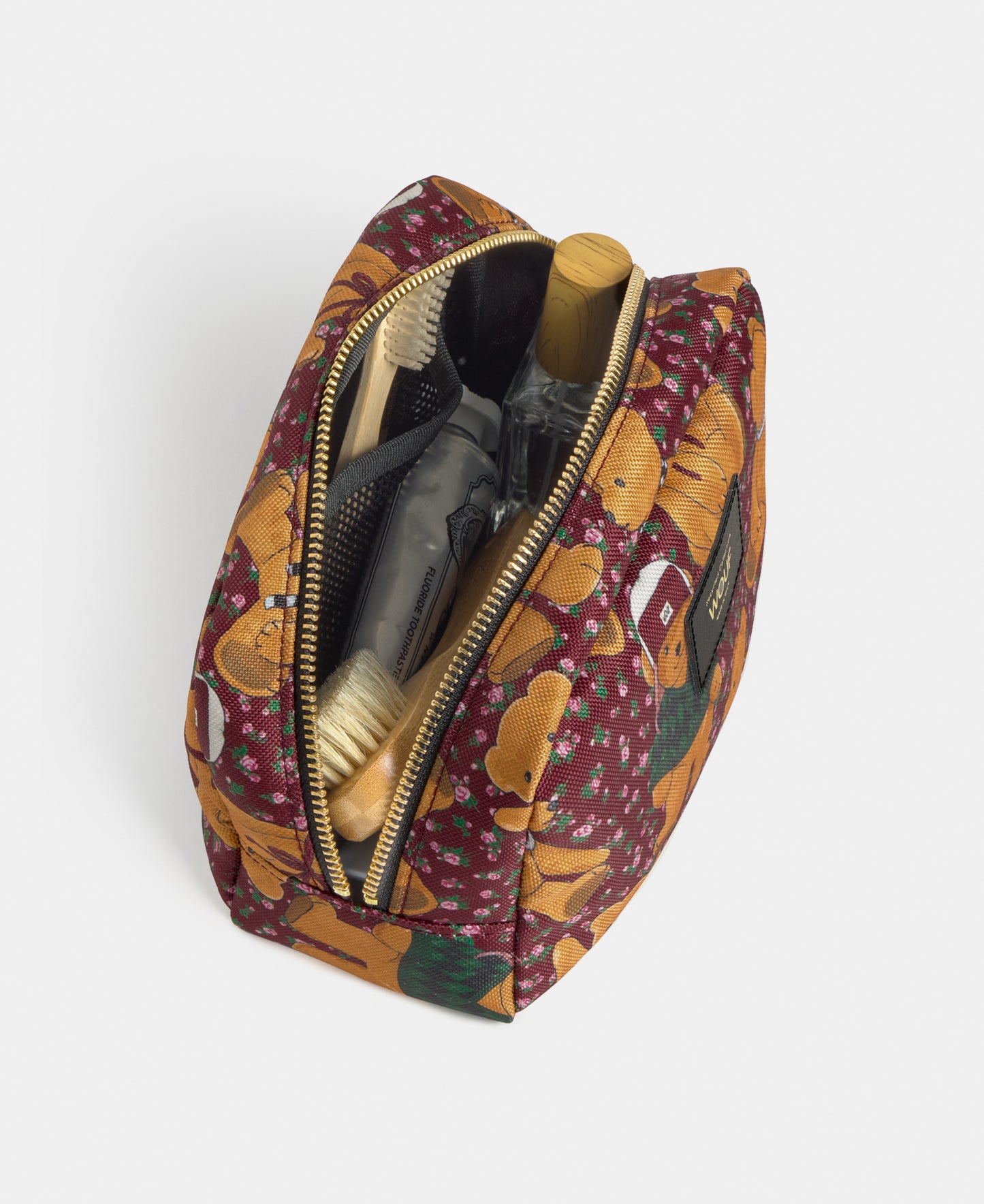 Interior detail of the Cozy toiletry bag with teddy bear print - Wouf