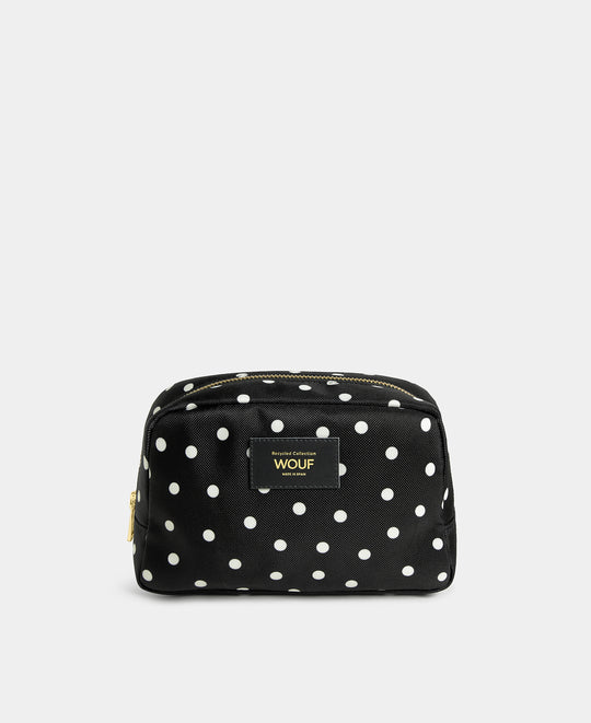 Neceser Grace con estampado de lunares blancos sobre fondo negro - Wouf