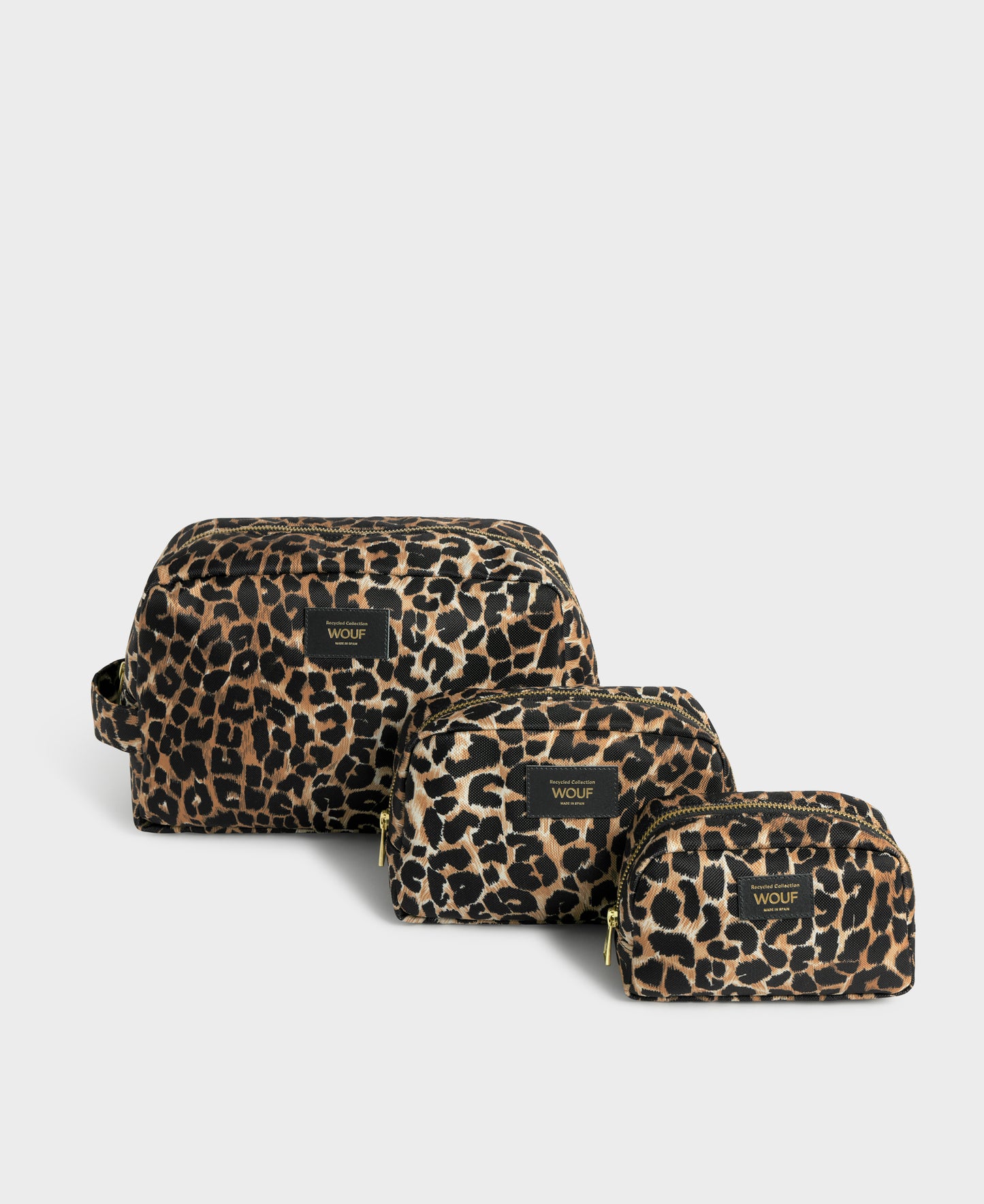Icon toiletry bag set with black and brown leopard print - Wouf