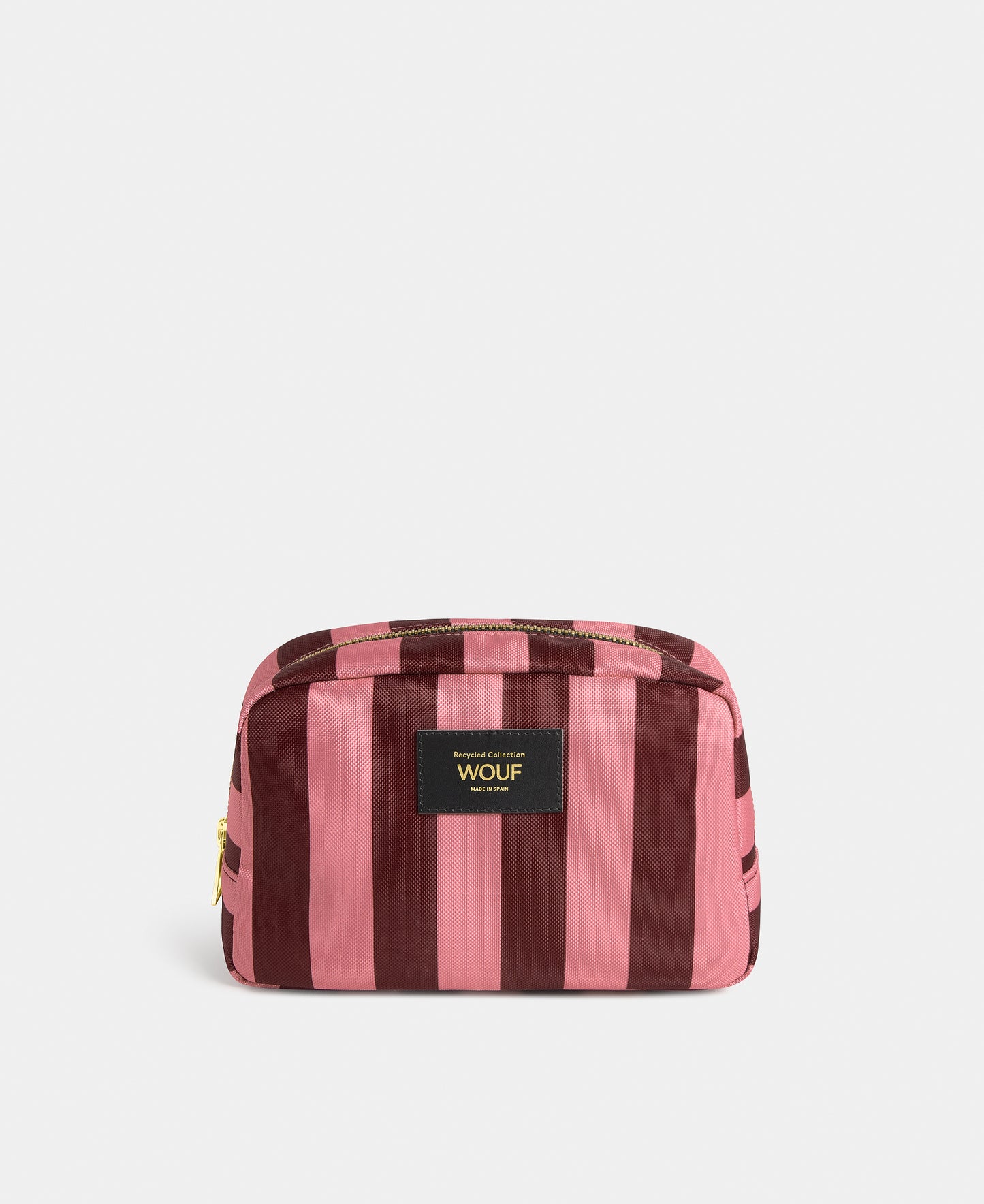 Sophie toiletry bag with pink and burgundy striped print - Wouf