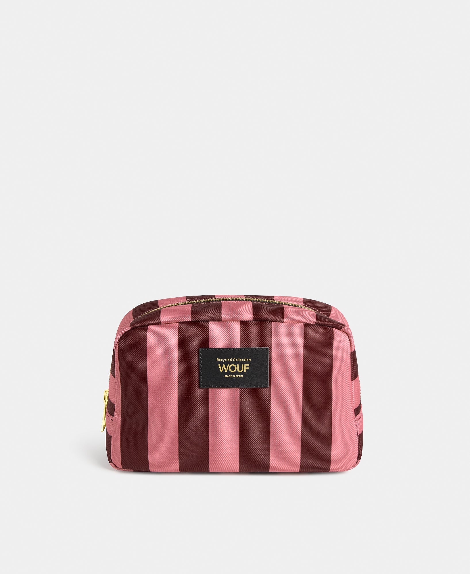 Sophie toiletry bag with pink and burgundy striped print - Wouf
